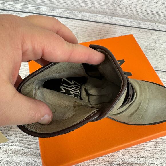 Miz Mooz Women's Distressed Kaycee Taupe Buckle Slouch Booties Size 40/(9/9.5) - Picture 2 of 10